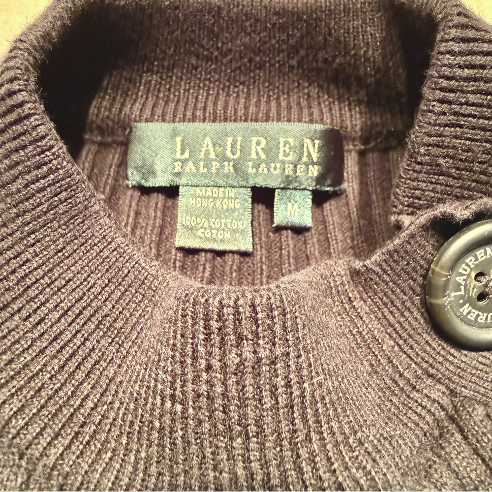 Lauren Ralph Lauren | Ribbed Raglan Sweater | Button Shoulder - Picture 4 of 7